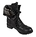 Soda Women's Lace-up Combat Folded Cuff Riding Mid-Calf Boots