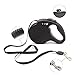 D soft Retractable Dog Leash, Comfortable Handle, 16 ft up to 110 pounds (Black)