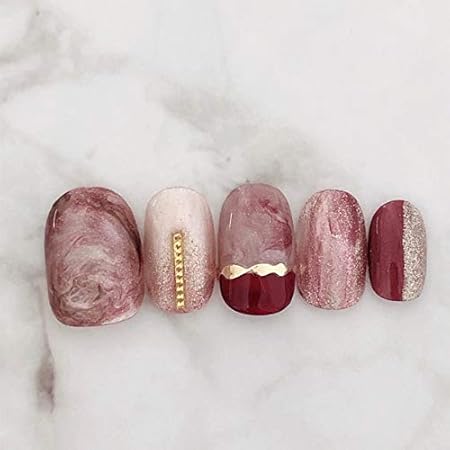 Amazon ネイルチップ ５サイズから選べます 1644 べっこうべっ甲マーブルベージュ B J 冬ネイル クリスマスネイル 成人式ネイル ブライダルネイル すみれいろネイル ネイルチップ 通販