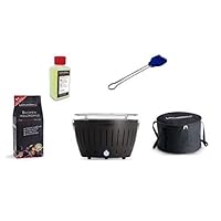  Lotusgrill Lotusgrill klein schwarz Edelstahl Stahl Kunststoff Camping Balkon Picknick ✔ rund ✔ tragbar rauchfrei ✔ Grillen mit Holzkohle ✔ für den Tisch 