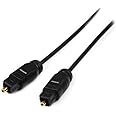 StarTech.com 15 ft Thin Toslink Digital Optical SPDIF Audio Cable - 15ft / 15 Feet Optical Audio Cable (THINTOS15),Black