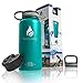 Liquid Savvy 32 oz Insulated Water Bottle with 3 lids - Stainless Steel, Wide Mouth Double Walled Vacuum Insulated Bottle for Hot and Cold Beverages (Teal)