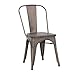 Buschman Metal Dining Chairs, Indoor/Outdoor and Stackable, Set of 4 (Bronze with Wooden Seat)
