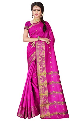 Viva N Diva Pink Banarasi Art Silk Saree With Unstitched Blouse Piece