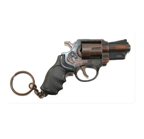 Imitation Metal Toy Revolver Gun with Keychain, 3.5-Inch by 2.2-Inch Gun, Coppery