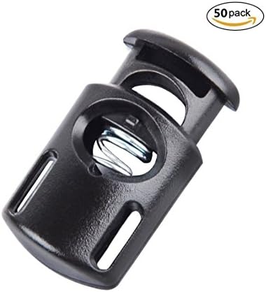 D DrNeeko50 Pcs Plastic Single Hole Cord Locks End Spring Stop Toggle Stoppers