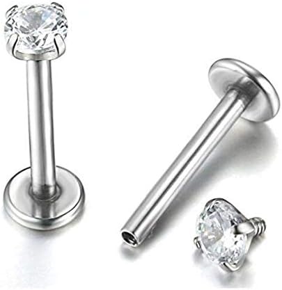 OtherStainless Steel Zircon Ear Piercing Jewelry Stainless Steel Diamond Cubic Zircon Studs Cartilage Earrings Helix Stud Body Piercing Jewelry Set(1.2X8X5mm)