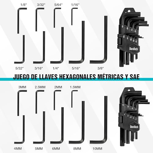 DURATECH 121 Piece Mechanics Tool Set, Socket Wrench Set, 1/4" and 3/8", 72 Tooth Ratchet Cr-V Steel, with Box, Includes Screwdriver and Bits