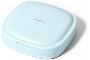 MAOBULI Slim Retainer Holder with Vent Holes, Compact Night Guard Case with Magnetic Closure, Small Portable Retainer Case for Travel, Pretty Aligner Case Compatible with Invisalign (Pastel Blue)