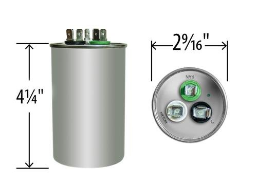 AMRAD 45+10 uF/MFD 370/440V Round Dual Run Capacitor - American Standard Replacement, Made in USA