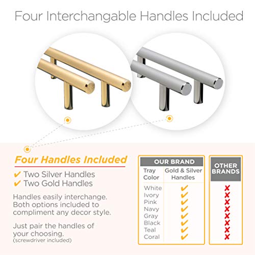 Esther Decorative Coffee Table Tray Navy Blue Wood Serving Tray for Ottoman, Polished Gold