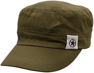 Fashionable Unisex Cotton Ramie Fabric Flat Top Peaked Baseball Twill Army Millitary Corps Hat Cap Visor with Adjustable Strap (Army Green)