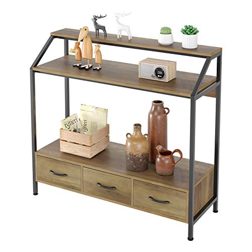 HOMECHO Tall Console Table with Fabric Drawers, Entryway Table with