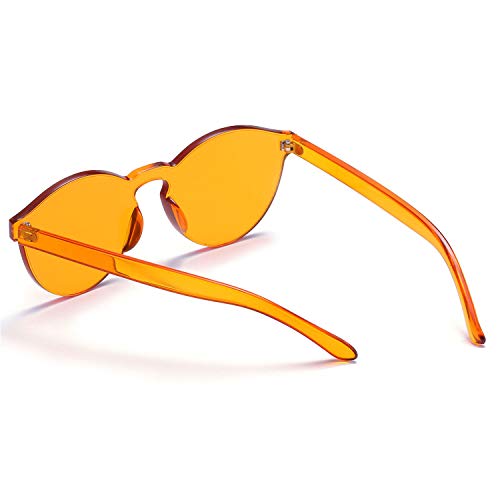 One Piece Rimless Sunglasses Transparent Candy Color Tinted Eyewear (10 Color)
