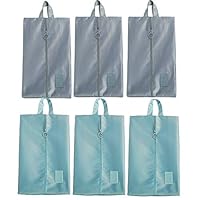 ZAIXU Portable Nylon Travel Shoe Bags with Zipper Closure (Blue and Gray, Set of 6pcs)