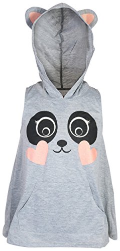 dELiAs Girl's Sleeveless Summer Pajama Short Set With Animal Character Hood, Panda, Size 7/8'