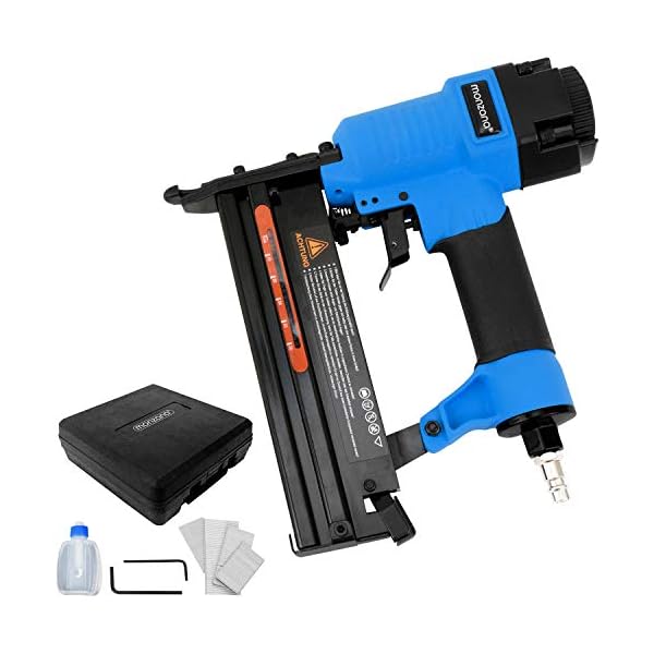 MONZANAÂ® Drucklufttacker 2in1 1/4' 7,5bar FÃ¼llstandsanzeige Koffer inkl. Klammern und NÃ¤gel Druckluftnagler KlammergerÃ¤t – Bild 3