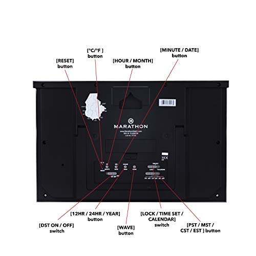 image for Marathon CL030025 Commercial Grade Jumbo Atomic Wall Clock with 6 Time