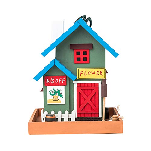 MEWANG Hanging Colourful Bird Feeder Garden Country Cottages Wooden Bird Feeder Height 9"