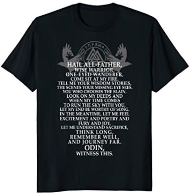 Mens Viking Prayer Norse Mythology T Shirt Valhalla Small Black