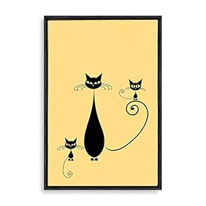 Framed Canvas Wall Art for Living Room, Bedroom Cat Illustration V Canvas Prints for Home Decoration Ready to Hang - 16x24 inches