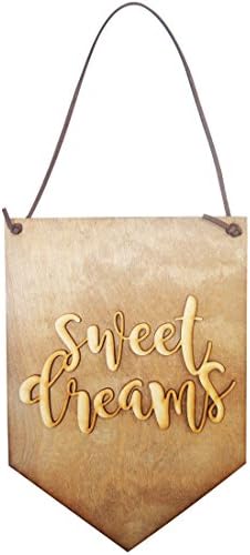 SWEET DREAMS Hanging Decorative Wooden Sign Wall Decor-Perfect for the Kids Room!!! (Small, Light Stain)