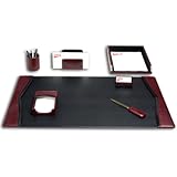 Dacasso Burgundy Leather Desk Set, 7-Piece
