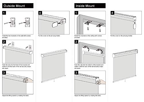 Acholo Blackout Roller Shades Black Roller Blinds for Windows 34 inch x 72 inch, Cordless Window Roller Shade for Home, Black - Thumbnail 7