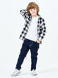 OCHENTA Big Boys' Button Down Flannel Plaid