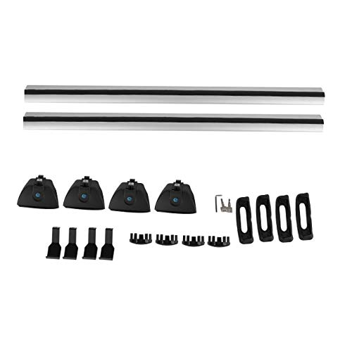 AUXMART 48" Roof Rack Cross Bars Universal Adjustable Crossbars Aluminum Cargo Carrier Bare Rooftop Bars System with Lock Fit for Most Vehicle Without Roof Side Rail 2pcs (Silver)