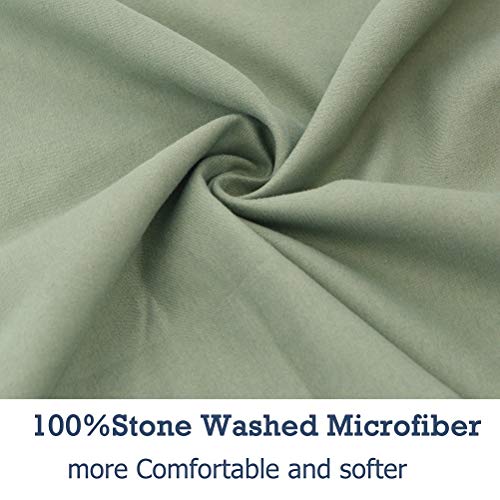 M&Meagle 3 Pieces Green Duvet Cover Set with Zipper Clousure,100% Stone Washed Process Microfiber,Ultra Soft and Easy Care,Simple Style Bedding Set-Queen Size(1 Duvet Cover 2 Pillowcases) - Thumbnail 3