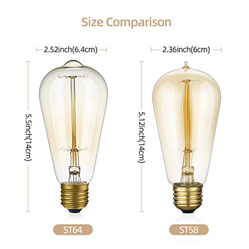 HESSION 6-Pack Edison Light Bulbs, 60w Vintage Edison Bulb, Squirrel