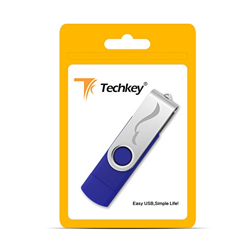 64GB USB Flash Drive OTG Pendrive for Android Phones, Techkey Thumb Drive Memory Stick for Tablets, Pen Drive Jump Drive for PCs, Deep Blue