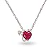 Romantic Promise Valentine Cubic Zirconia Ruby Red AAA CZ Devil Heart Pendant Necklace For Women Teens Rose Gold Plated .925 Sterling Silver