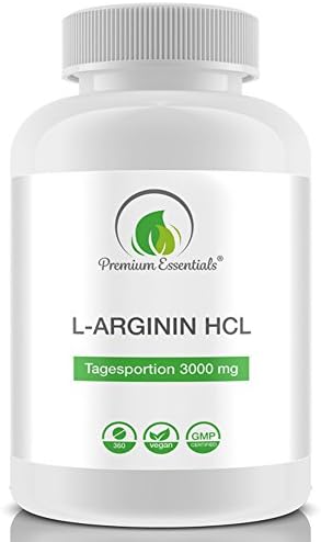 L-ARGININE HCL | 360 tablets (vegan) | 3000 mg Daily Dosage | For 60 Days | Pure Arginine HCL | Premium Quality (GMP / ISO) Made in Germany | Semi-Essential Amino Acid | Pre-workout + Muscle-Grwoth