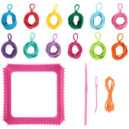 Kronabelle 384-Piece Band Set, 12 Vibrant Colors with Elastic Bands, Crochet Hook, Weaving Frame, and Crafting Tools for DIY Projects, Bracelets & Coasters