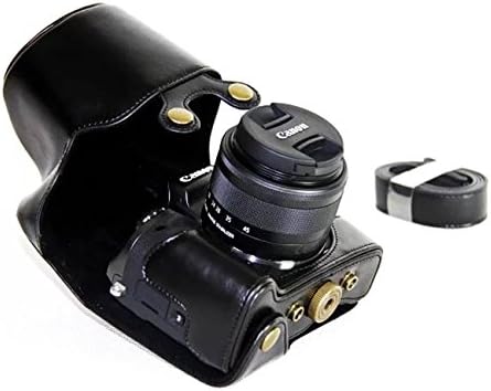 VIXFANNY PU Leather Camera Case Bag with Strap for Canon EOS M5 Mirrorless Digital Camera with MicroFiber Cloth - Black