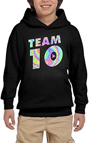 Team10 Tie Dye Jake Paul Youth Sweatshirt Youth Hoodie Boys Sweater Girls Pullover Hooded Sweatshirt (Black, XL)