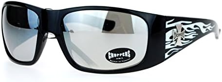 Choppers mirrored Color Lens Hot Rod Flaming Arm Biker Warp Sunglasses White