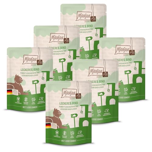 - Comida húmeda Premium para Gatos - Quetschie - Puro Placer cárnico - Vacuno Sabroso Puro, sin Cereales con Extra de Carne, Carne de Vacuno, Pack de 6 (6 x 300 g)