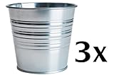 Ikea Socker, Galvanized Steel Flower Plant Pot Set of 3, 4.25