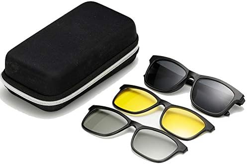 JHHXW Sunglasses, UV400 TR90 TAC glasses frame flat mirror myopia mirror hang buckle magnetic polarization 3D night vision mirror three-piece