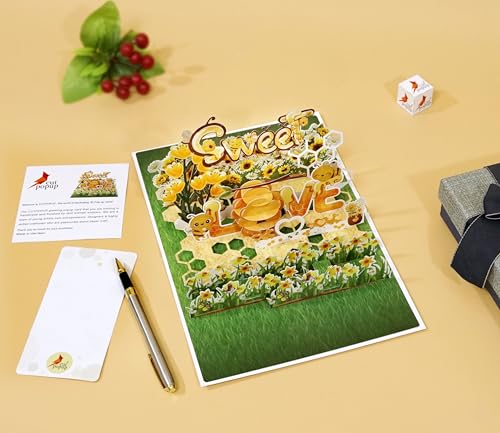 CUTPOPUP The Bees Love – 3D Anniversary Card, Wedding Anniversary Card, Birthday Card, Wedding Greeting Card, Gift Card, Original Gifts for Women (Bees Love) US8-LO146ES