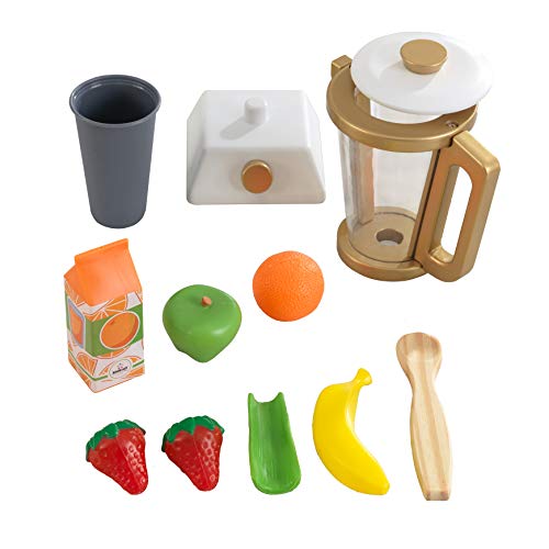 KidKraft Goldenes Smoothie Spielset aus Holz für Kinderküche mit Mixer und Obst, Spielküche Zubehör, Spielzeug für Kinder ab 3 Jahre, 53537