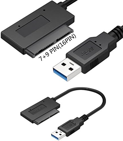 Poyiccot 25CM/10inch USB 3.0 to Micro SATA 7+9 16 Pin 1.8" 90 Degree Angled Hard Disk Driver SSD Adapter Cable