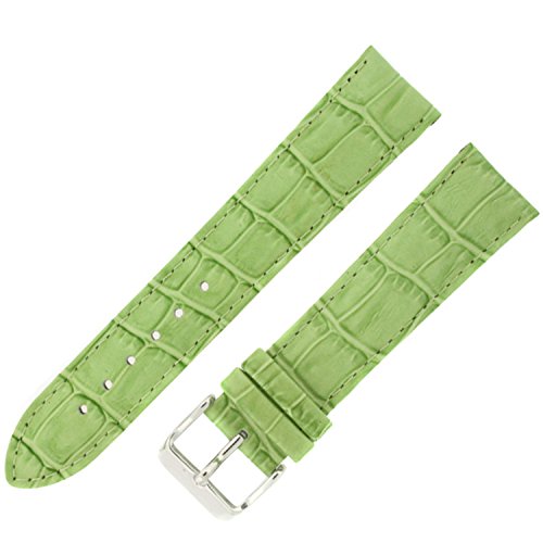 Watch Band Crocodile Grain Lime Green Padded Leather Strap Mens 24 millimeter