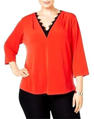 Women's Plus Size Lace-Trim V-Neck Top, Size 3X