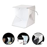 Xjamus Portable Mini Light Box Kit,Folding Photo Studio Lightbox Photography Shooting Tent Kit with LED Lights and Two Background