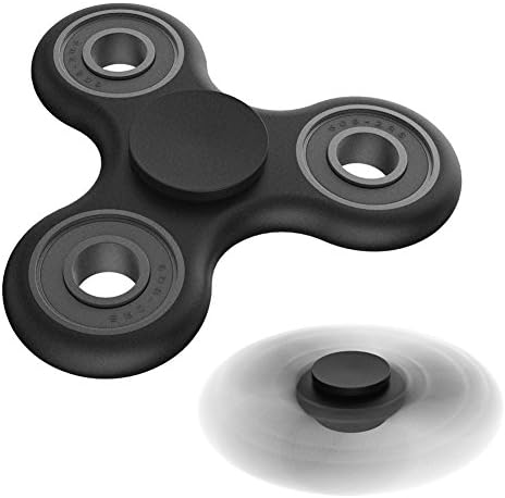 Spinner Fidget Prime, Long Spinning Time [4 min +] No Noise Black Tri-Spinner Play Fidget Focus Toy for Kids &amp; Adults with [Great Stability] Stress Reducer Relieves ADHD Anxiety and Boredom (Black)