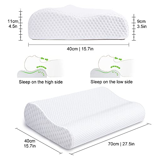 KOKEEONE Memory Foam Bed Pillows Ergonomic Cervical Orthopedic